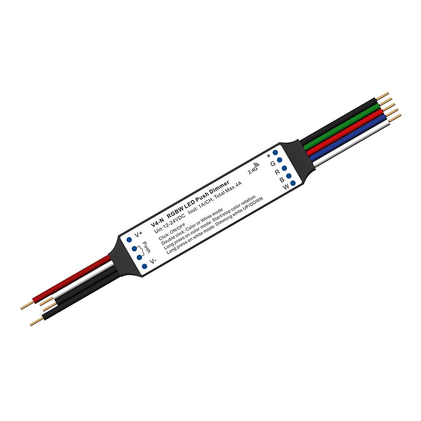 V4-N 12-24VDC Constant Voltage Push Dim RGBW Mini LED Controller